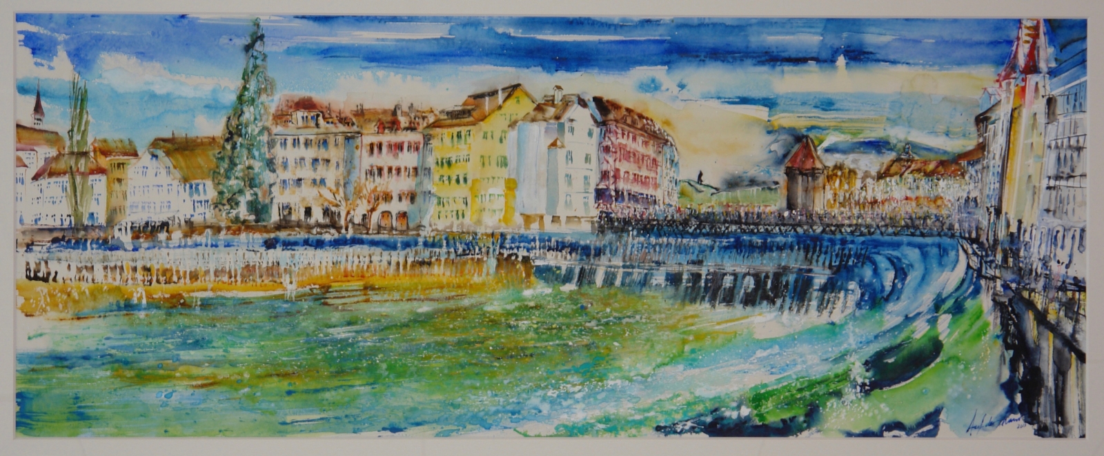 Reusswehr mit Schnyderbrücke im Zöpfli in Luzern