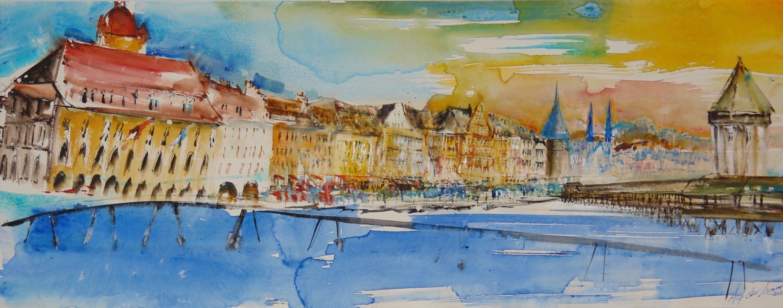Kornschütte in Luzern und Kapellbrücke