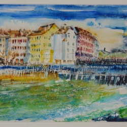 Reusswehr mit Schnyderbrücke im Zöpfli in Luzern