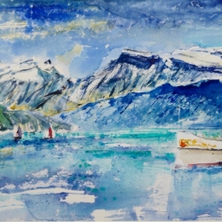 Dampfschiff Stadt Luzern und Bergenpanorama