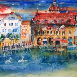 Kornschütte und Rathaussteg in Luzern